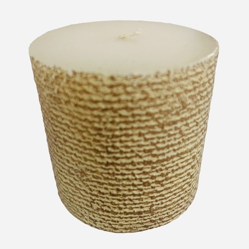 Vintage Pottery Barn Raffia Small Candle 3 Inch Unlit Unscented